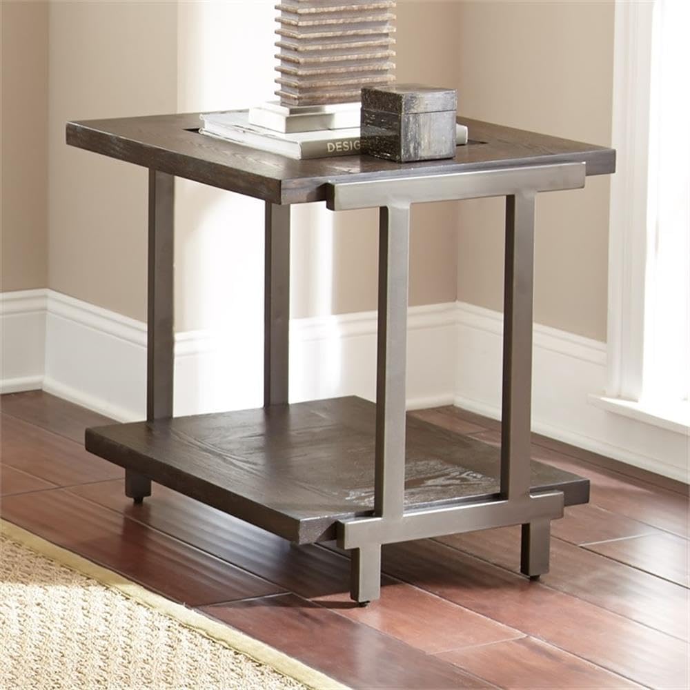 Pemberly Row Contemporary 3-Piece Coffee Table Set, Smoky Brown Finish, Ash V...