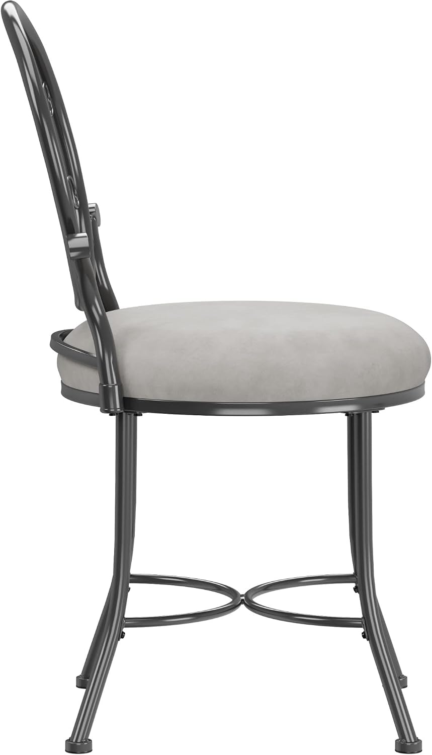 Hillsdale O'Malley Vanity Stool with Spiral Pattern Design, Metallic Gray...