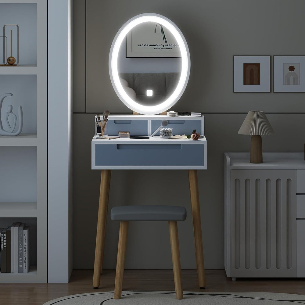 YOURLITE Small Makeup Vanity Desk with Mirror and Lights | Compact Vanity, 3 ...