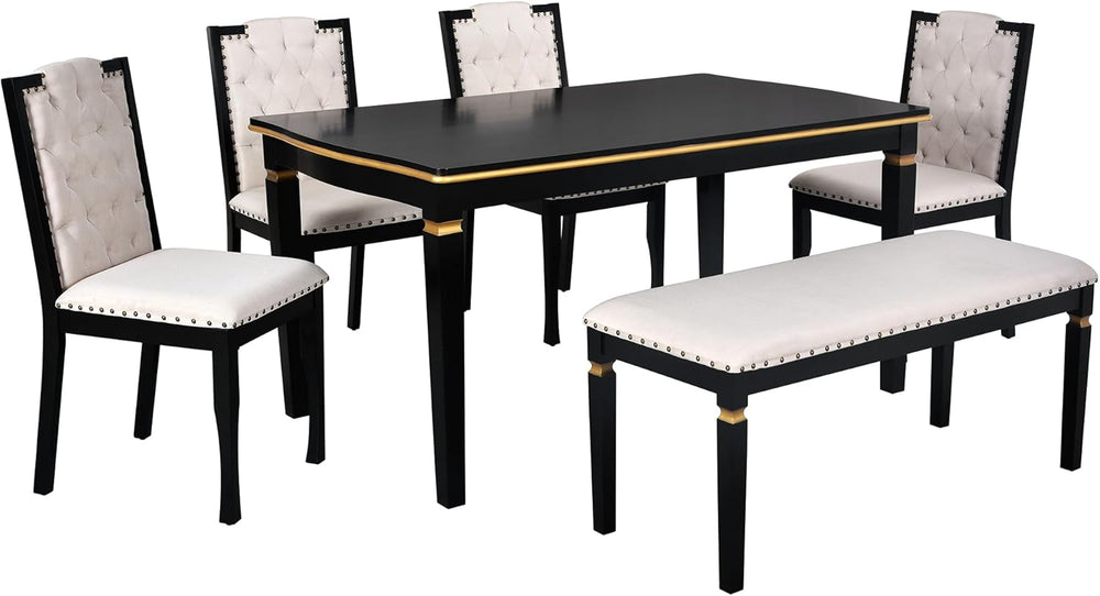 Harper & Bright Designs 6-Piece Kitchen Dining Table Chairs Set, 60"...