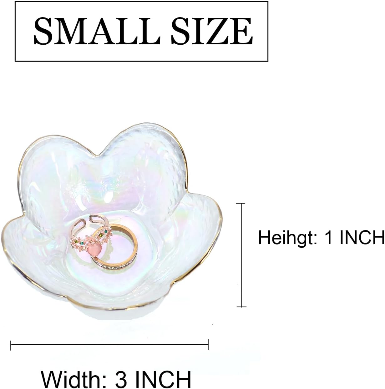 Rainbow Flower Ring Dish Jewelry Tray, Small Glass Trinket Tray for Rings Earrings, Present for Wife Mom Daughter Women