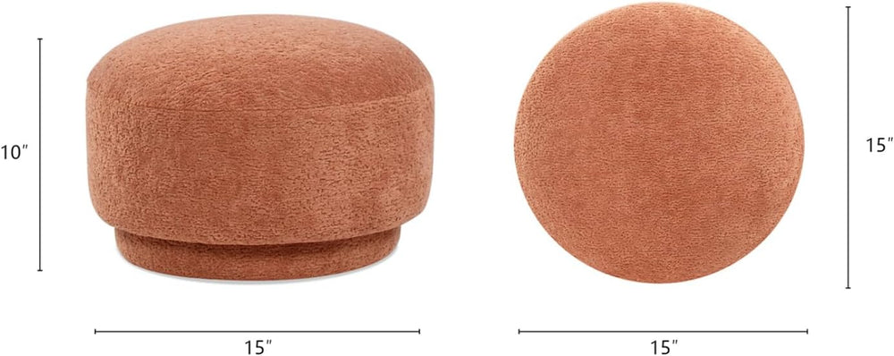 15" Mushroom Footstool Ottoman, Spice Orange Fleeced Teddy
