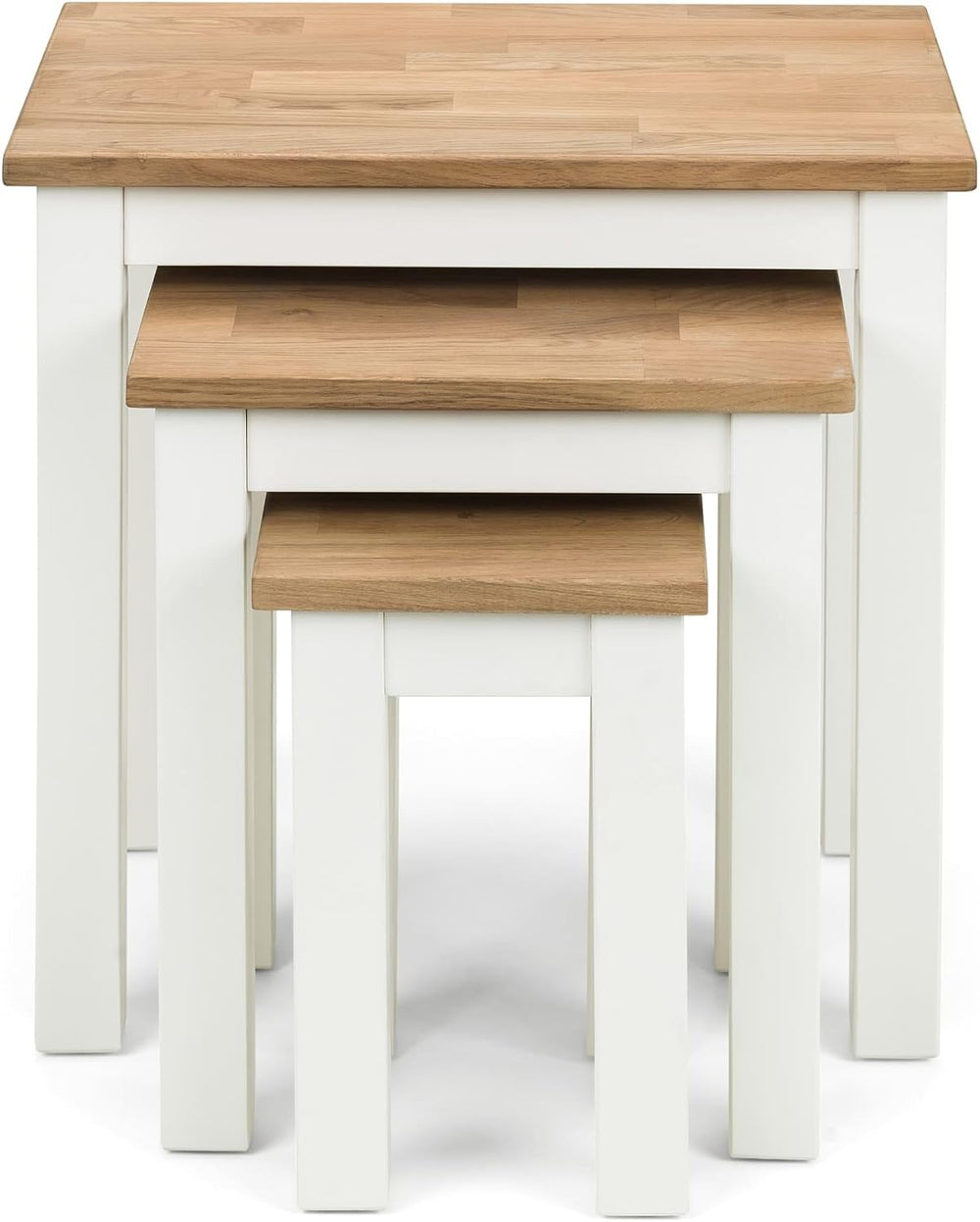 Julian Bowen Coxmoor Nest of 3 Tables, White & Oak