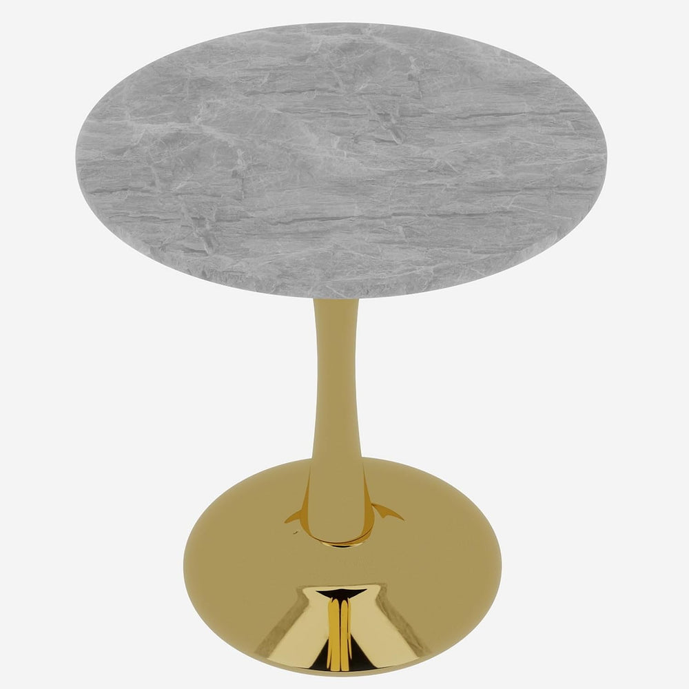JOSHEN 28" Marble-Effect Bedside Table, Small Sofa Side Tables with Stab...