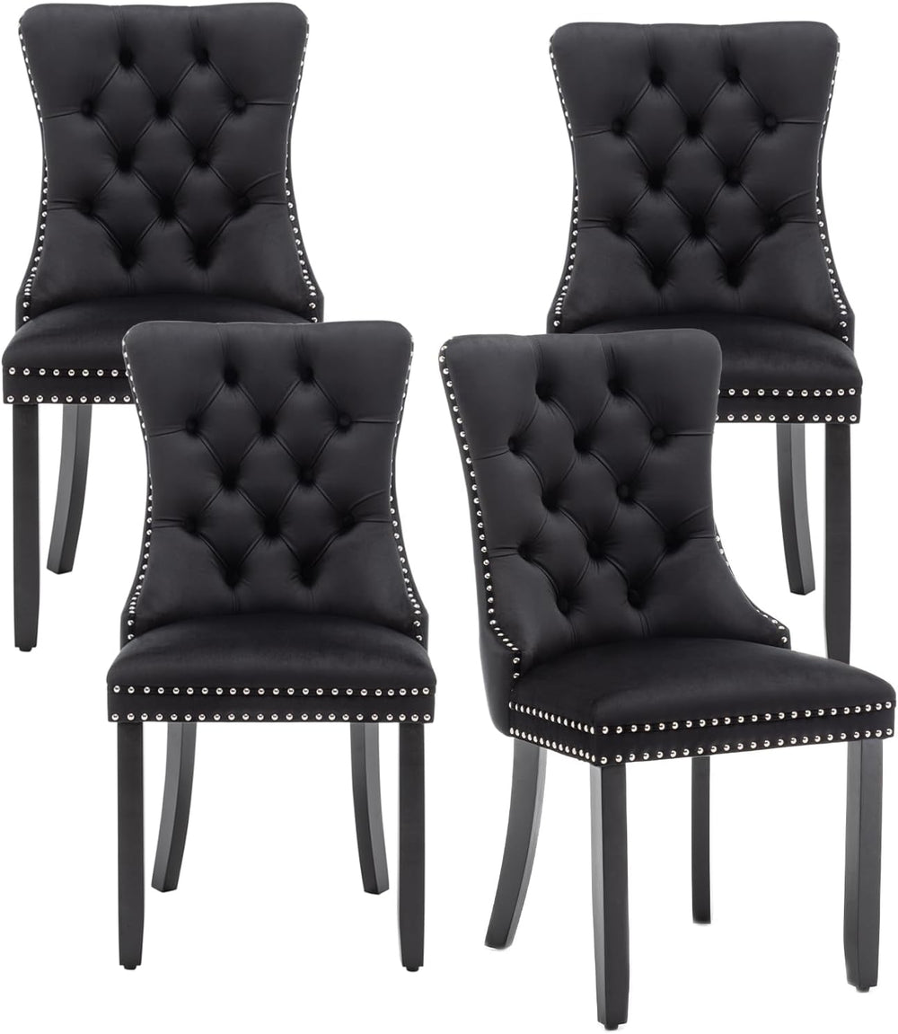 Hixkol Velvet Dining Chairs Set of 4,Upholstered Dining Chairs with Ring Pull...