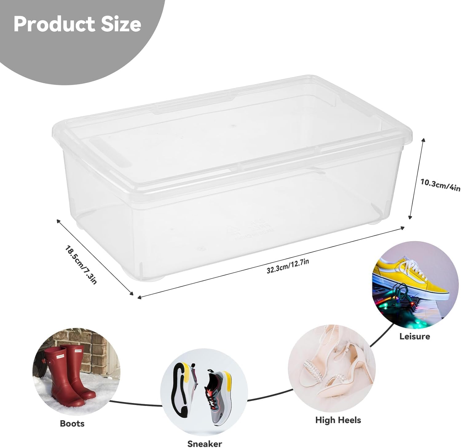 novelinks 12 Pack 6 Quart Clear Plastic Shoe Storage Bins with Lids(Clear) | Shoe Boxes Clear Plastic Stackable, Clear Shoe Storage Boxes, Shoe Containers, Shoe Bins, Craft Organizers and Storage