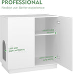 Large/Tall Litter Box Enclosure, Modern Wooden Litter Box Furniture for XL Litterbox with Hidden Storage as Sideboard Cabinet (White)
