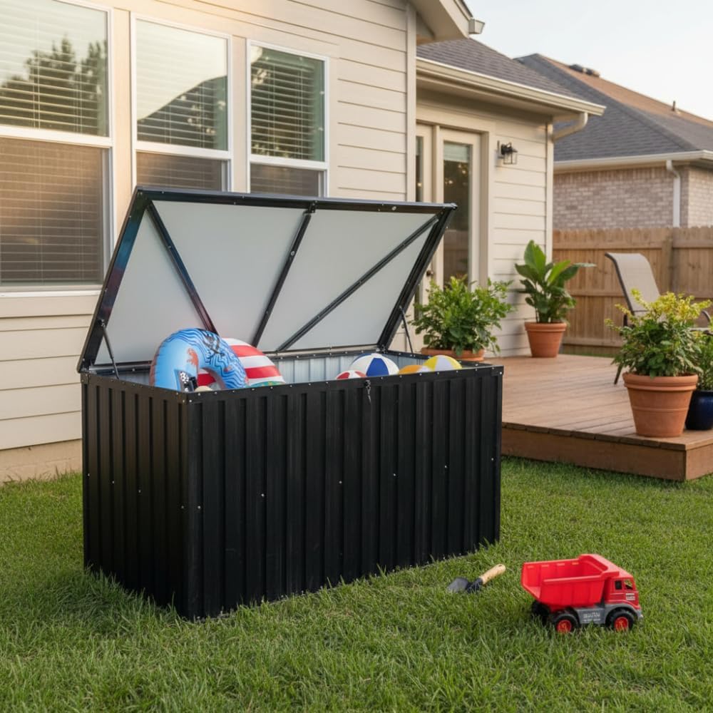 Metal Storage Box for Outdoors, Durable Large Capacity Organizer, Waterproof ...