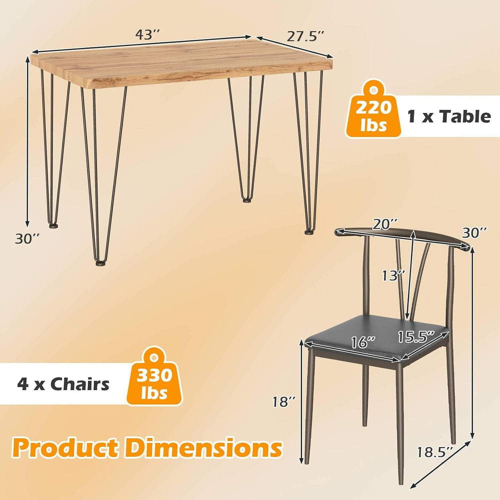 Giantex 5-Piece Dining Table Set, 43-Inches Rectangular Kitchen Table & 4...