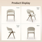 Dining Room Chairs Set of 6, Upholstered Dining Room Chairs, Mid Century Fabric Kitchen Chairs with Curved Backrest and Metal Legs, Beige