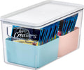 Rosanna Pansino x iDesign Recycled Plastic Kitchen Storage Bins, Includes 1 Large Bin with Lid and 2 Medium Bins, Multicolored Bins/Marshmallow Lid, 6" x 12" x 6"