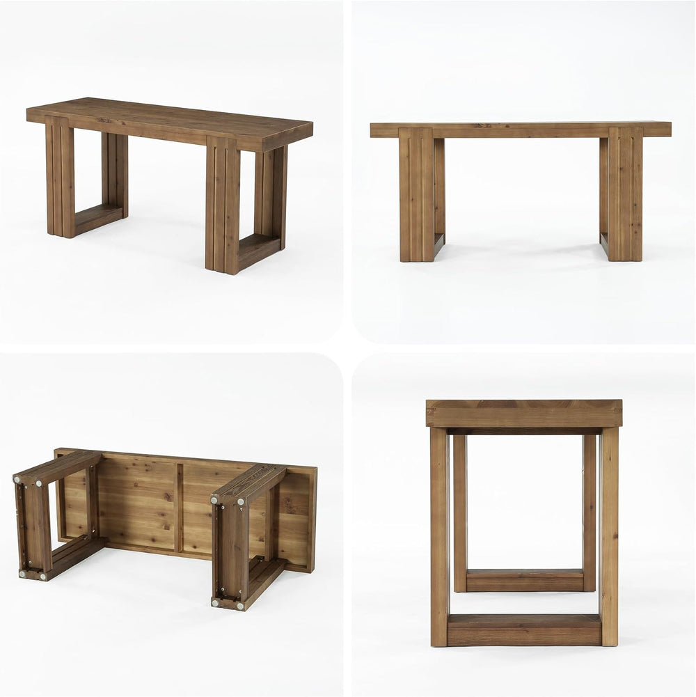 LITTLE TREE Solid Wood Dining Table, 61.8” Dining Table for 4-6 People, Recta...