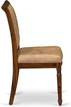 LECY7-AWA-28 7-Piece Dining Table Set Includes a Kitchen Table and 6 Beige Polyester Fabric Dinner Chairs with High Back - Antique Walnut Finish