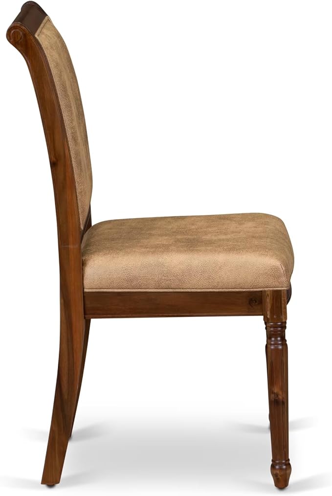 LKCY7-AWA-28 7-Piece Kitchen Table Set Consists of a Dining Table and 6 Beige Polyester Fabric Dinner Chairs with High Back - Antique Walnut Finish