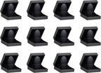 Allure - Bulk Case Of 12, Luxury Earring & Pendant Box With LED Light, Elegant Diamond Pendant & Earring Case, Small, Black Velvet Interior Jewelry Display Gift Box For Unique Proposal Or Wedding