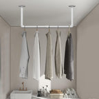 Industrial Iron Pipe Clothes Hanging Bar DIY Wall-Mounted Garment Rack Heavy Duty Clothing Rack for Bedroom, Laundry Room, Closet Storage (White 24 inch)