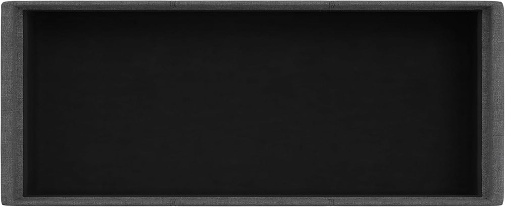 SIMPLIHOME Avalon 42" Wide Linen Look Fabric Storage Ottoman in Slate Grey