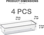 Acrimet Drawer Organizer Modular, Box Tray Storage Bins for Office, Home, Makeup, Kitchen, Junk Drawer ( 4 Pieces) (Clear Crystal Plastic)