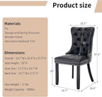 Modern Dining Chairs Set of 4, Tufted Upholstered Dining Chair with Solid Wood Legs, Velvet and Leather Dining Chairs, Sillas de Comedor, Comfy Kitchen Chair (Black+Gray, 4Pcs)