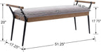 DUOMAY Modern Rectangle Ottoman Bench with Arms and Metal Legs, Mid Century Chenille Fabric Dining Table Bench Footstool Entryway Shoe Bench for Dining Room Bedroom Living Room, Grey