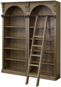 Starlight Canyon Home 8-Foot Tall Wood Bookcase Wall System, Decorative Ladder, Four Adjustable Shelves, Fixed Stability Shelf, Storage, Warm Brown