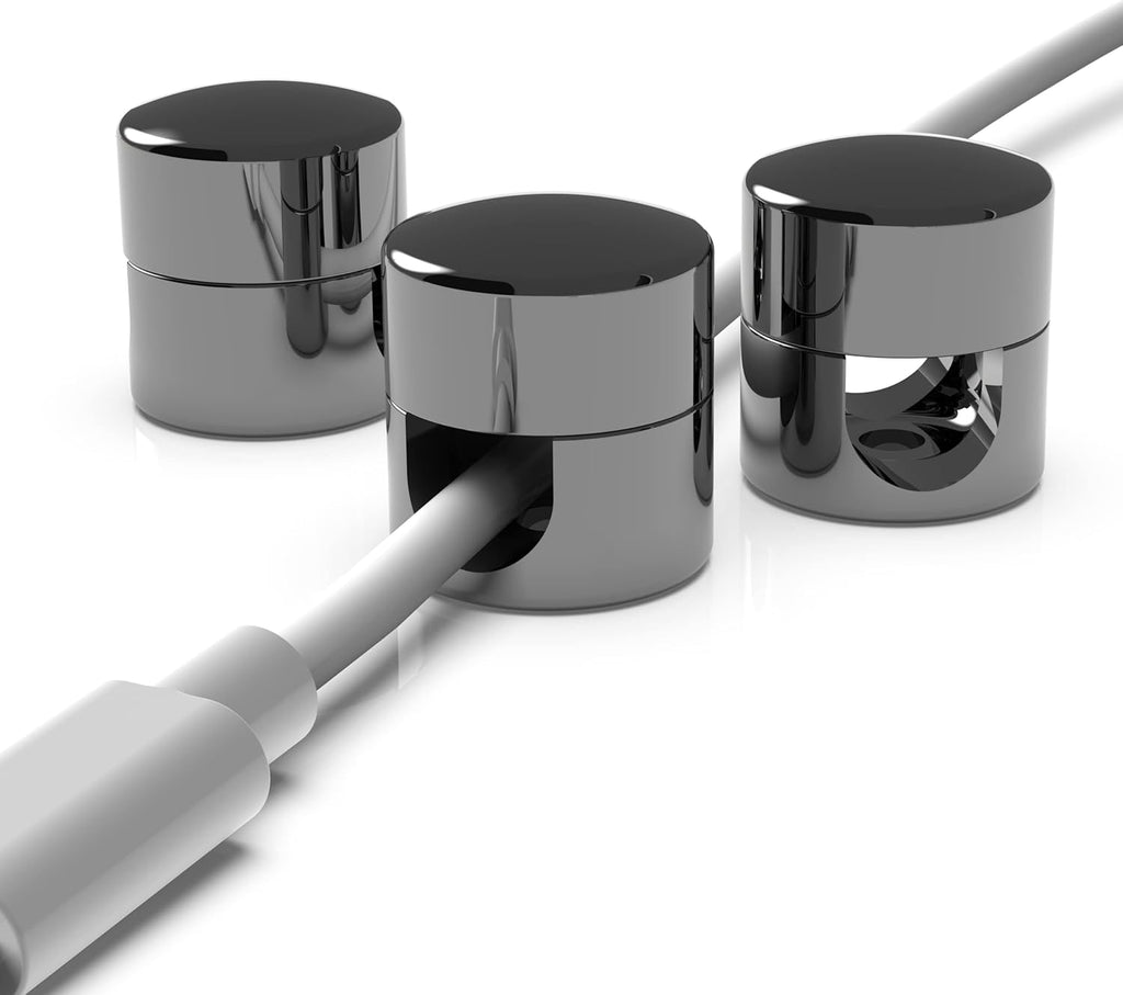 Cable Anchors for Desk Organization Gun Metal | Premium Aluminum Cord Organizers | Charger + Cable Management Clips for Home & Office | Stylish, Sturdy, & Functional | (3 Pack)