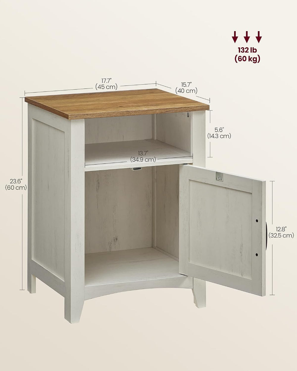 VASAGLE Nightstand Farmhouse Barn Door Bedside Table with Storage | Side End ...