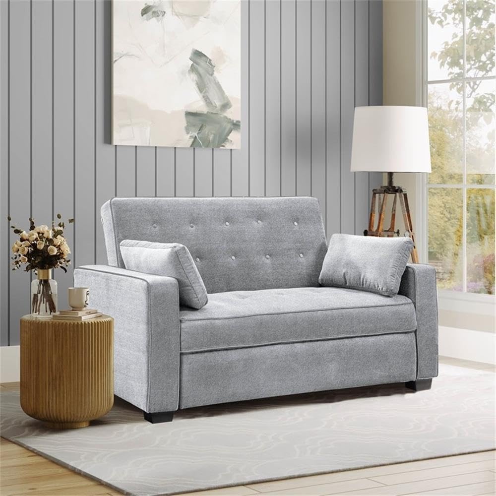 Serta Ainsley 66.5" Convertible Sleeper Loveseat, Full Size, Dreamcoil C...