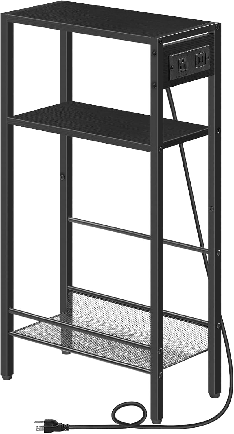 HOOBRO 15.7" Narrow Console Table with Charging Station, 3 Tier Entryway...