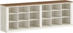 Hzuaneri Shoe Storage Bench, Wooden Entryway Shoe Benches with Cubby | Widened Wooden Farmhouse Shoe Bench with Compartments, Shoe Rack Benches for Cloakroom, Living Room, Antique White SB54514X