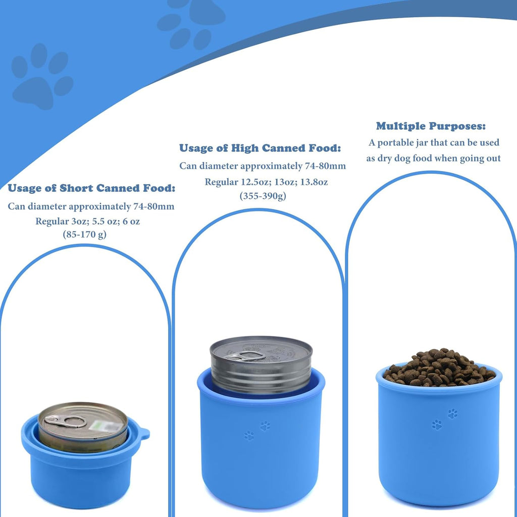 Original Canned Dog Food Storage Container | Silicone Can Cover Pet Food Sealer | BPA Free, Airtight, Dishwasher & Freezer Safe (Blue)