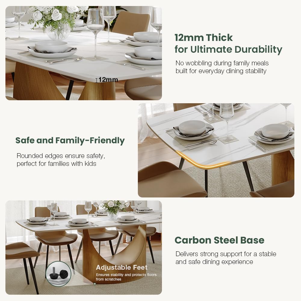 POVISON 63" Modern Dining Table for 4-6, Hobart Rectangle Dining Table, ...