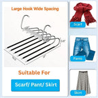Space-Saving 6-Tier Metal Pants Hanger with Non-Slip Coating, Pack of 2, 12 Hooks Included, Stainless Steel Design, Can Reduce 80% of Clutter, for Holidays - White