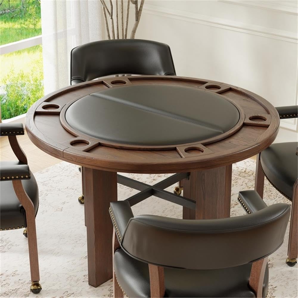 Pemberly Row 2-in-1 Game & Dining Table, 48-Inch Round Table with Flip-To...