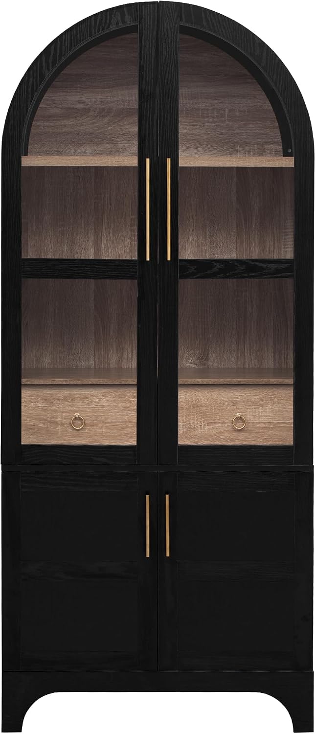 Modern 71" Tall Arched Kitchen Pantry with Door Shelves,Storage Cabinets...