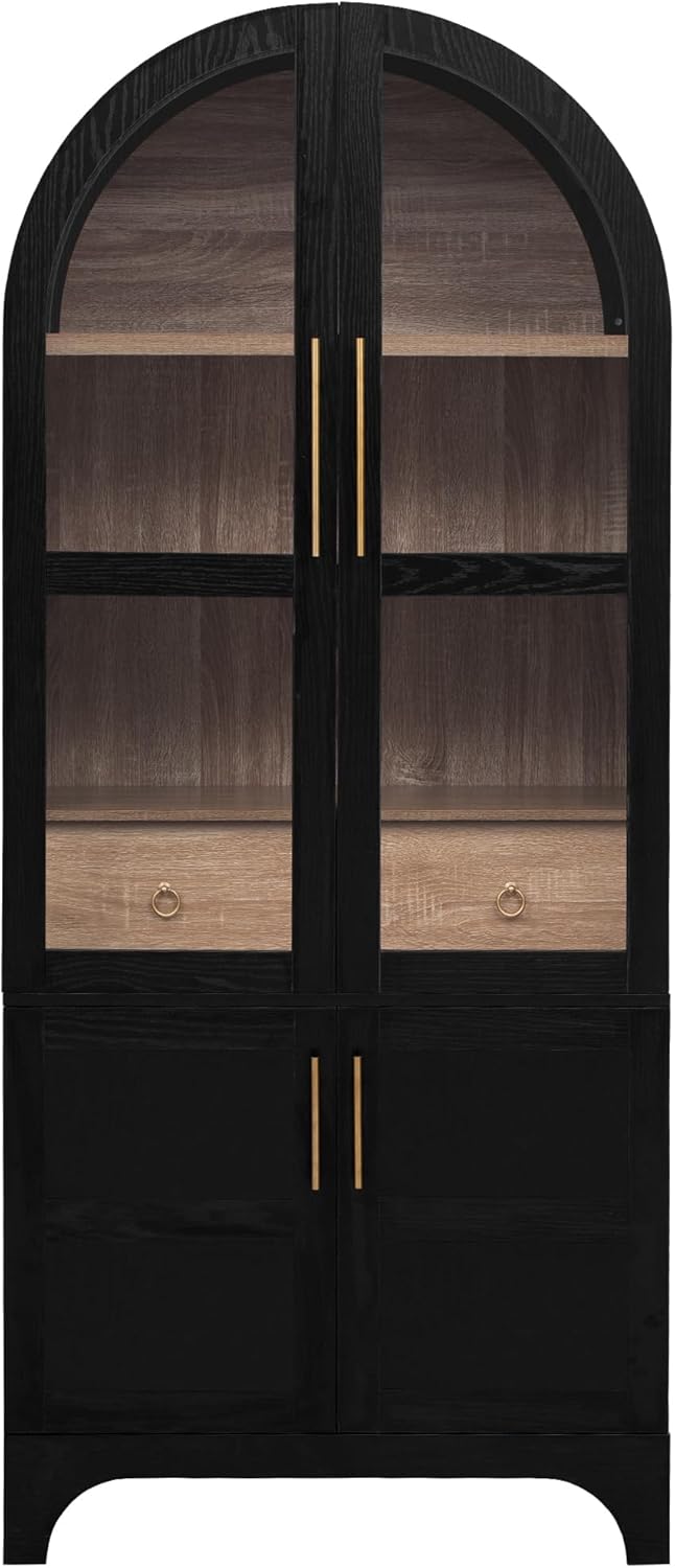 JIJIWANG 71" Tall Arched Kitchen Pantry Cabinet with Doors and Open &amp...