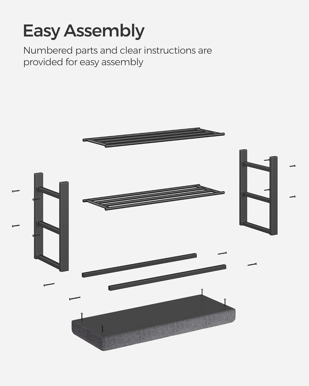 SONGMICS Shoe Bench, Storage Bench, Entryway Bench with Cushion, Shoe Shelf w...
