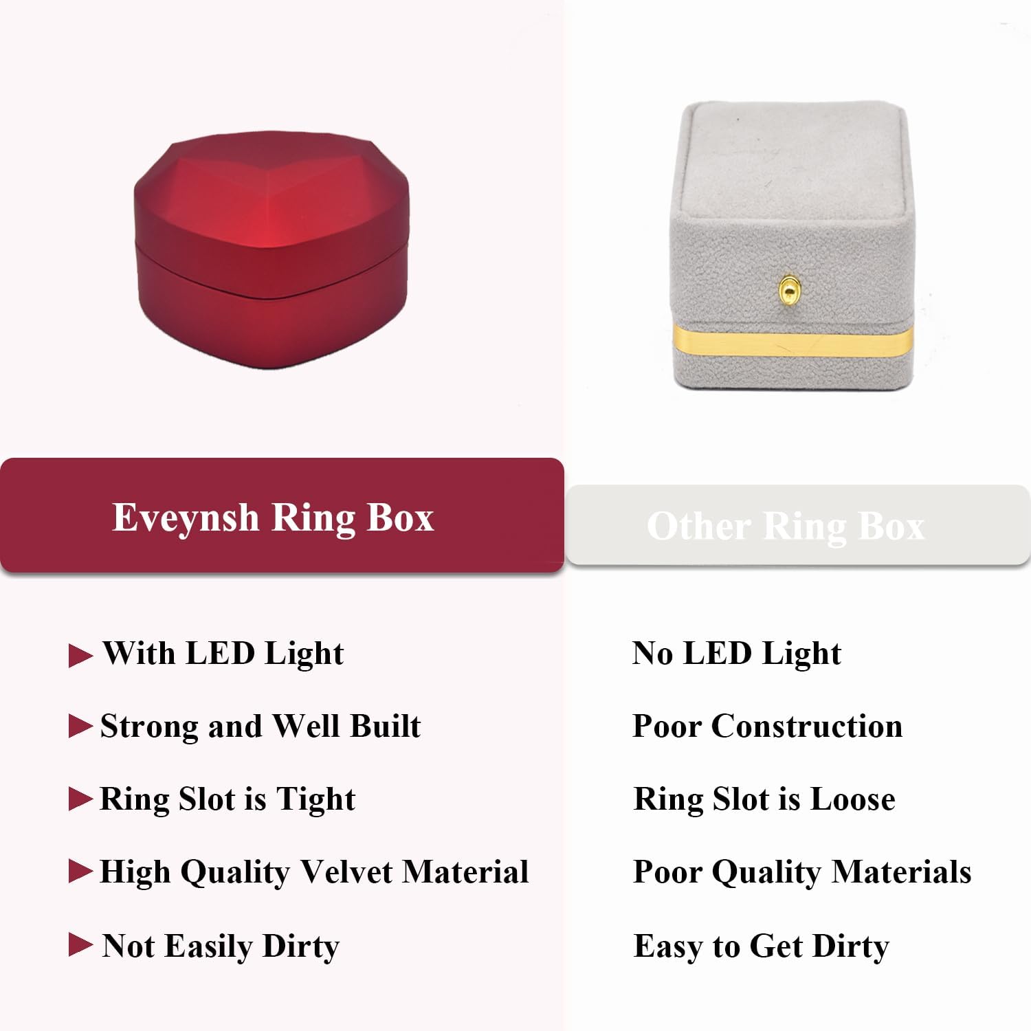 LED Lighted Ring Box, Heart Shaped Red Engagement Ring Case | Perfect for Wedding, Proposal, Anniversary, Ceremony, and Gift Giving, Light Up Every Sparkle, Protect The Jewelry