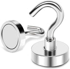 MIKEDE Magnetic Hooks Heavy Duty, 50 Lbs Magnet with Hooks for Cruise Cabins, Strong Magnets Neodymium for Hanging, Magnetic Wall Hooks for Refrigerator, Locker Decoration, Workplace -10Pack