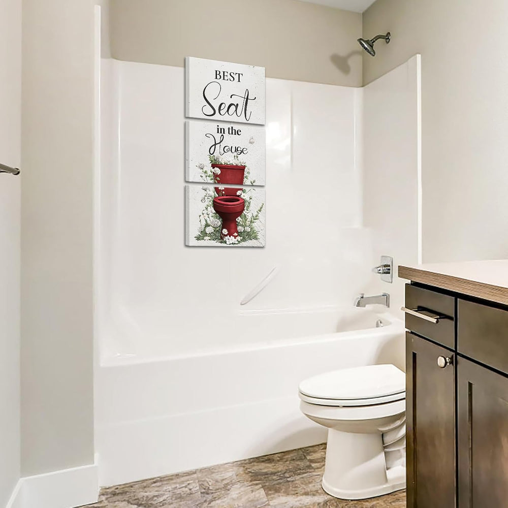 sechars Best Seat in the House Wall Art Funny Bathroom Signs Pictures Paintin...