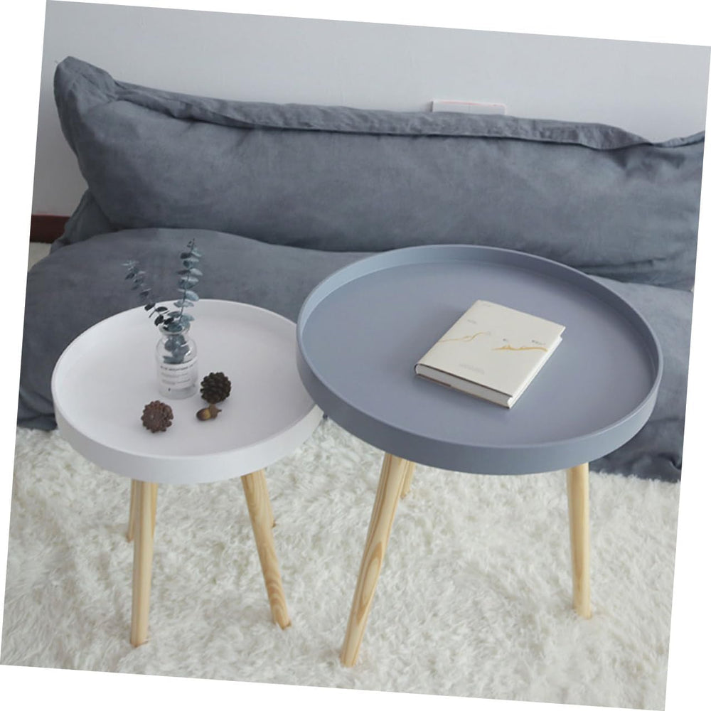 Modern Small Round Tea Table White Mini Sofa Side Table Bedside Decorative fo...