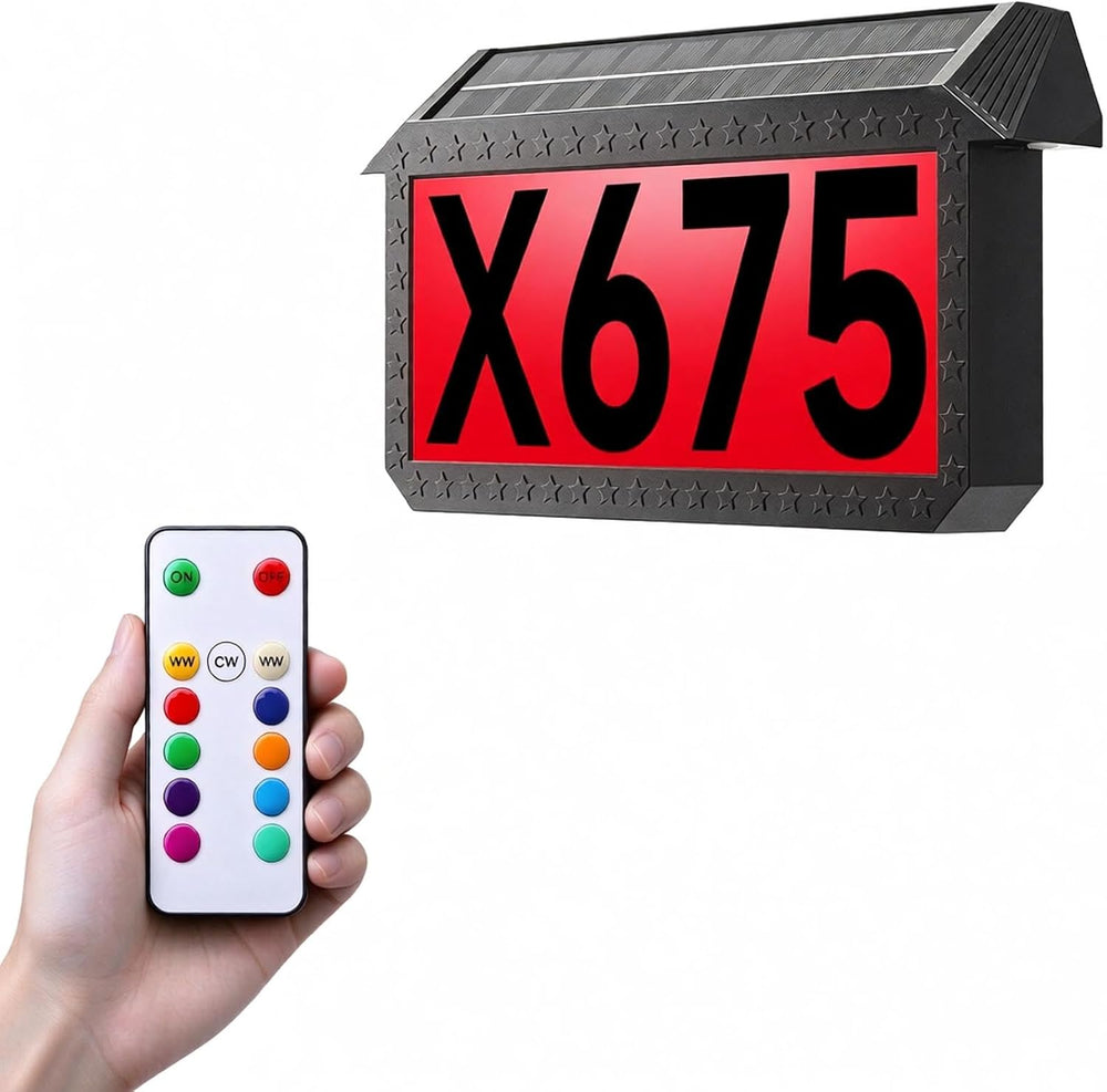 Solar Address Sign with Remote Control, 11 Lighting Colors, IP65 Waterproof