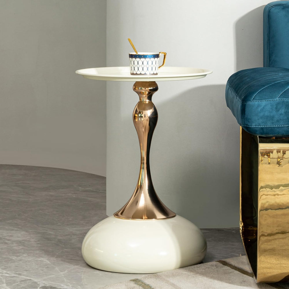 Geelife Small Round Side Table for Small Spaces - White End Table