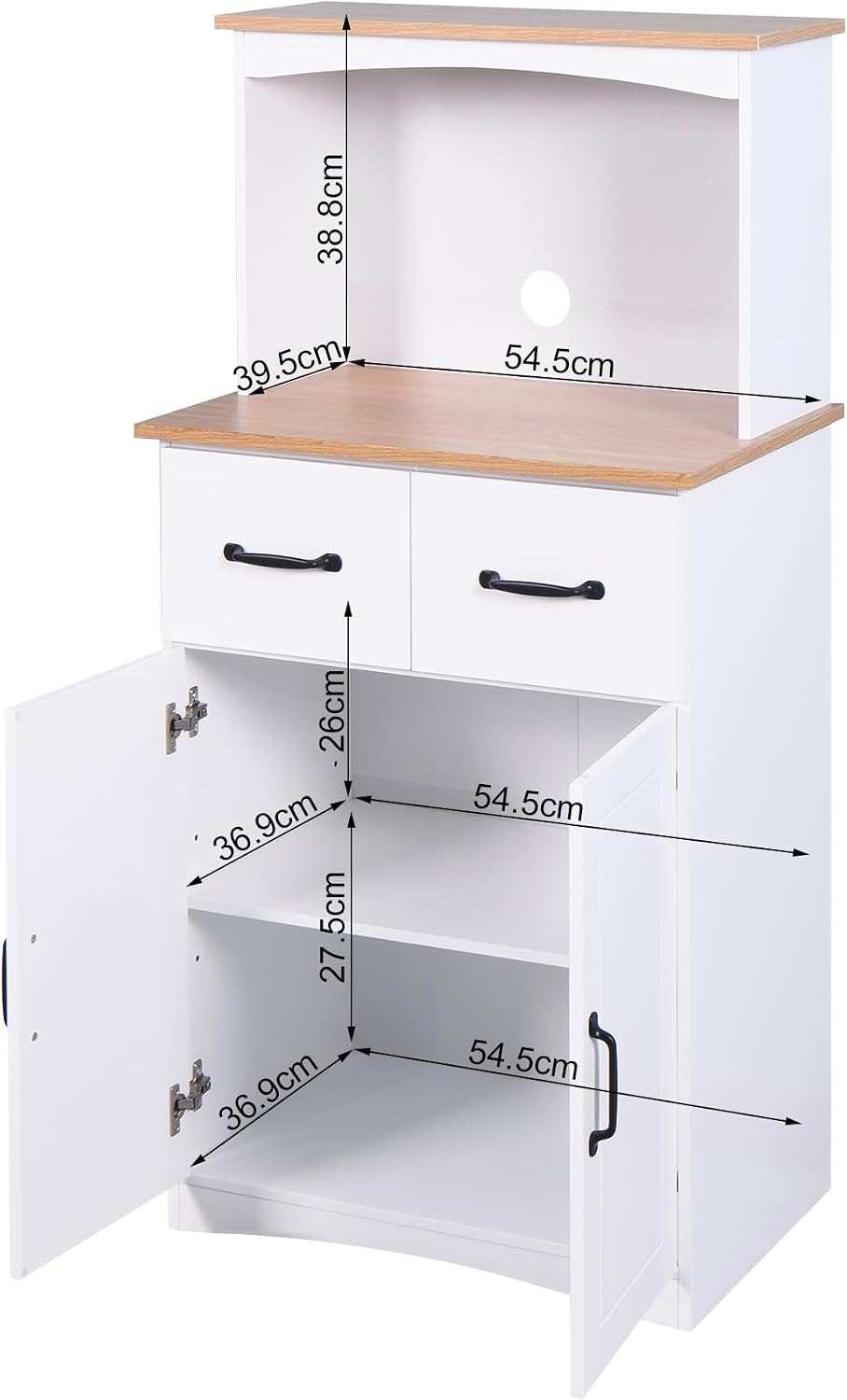 Modern Kitchen Pantry Cabinet, Storage Cabinet with Drawers, Wooden Coffee Ba...