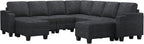 Belffin Modular Sectional Sofa Couch with Storage U Shape Convertible Corner Couches for Living Room Dark Grey Couch