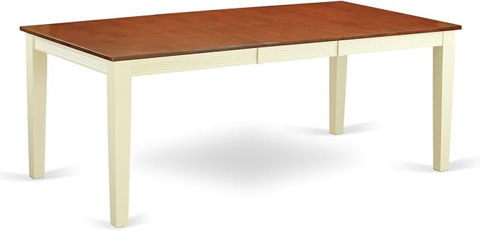 East West Furniture QUIP9-BMK-W 9 Piece Dining Room Table Set Includes a Rectangle Kitchen Table with Butterfly Leaf and 8 Dining Chairs, 40x78 Inch, Buttermilk & Cherry