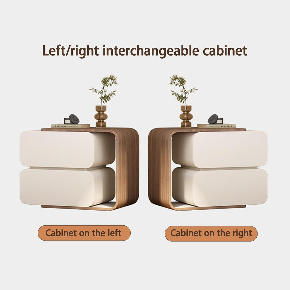 Bedside Furniture with Leather Finish, Retractable Nightstands for Bedroom, B...