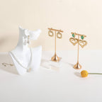 GemeShou Single Gold Earring T bar Stand, Metal earring display holder for show, Small jewelry studs hanger for Online store Photo Shoot【Gold-Cone Base Height 5"】