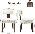 Upholstered Wooden Farmhouse Dining Chairs Set of 4, Mid-Century Modern Fabric Dining Room Chairs with Wood Legs, Curved Backrest Kitchen Armless Accent Chairs for Living Room, Beige