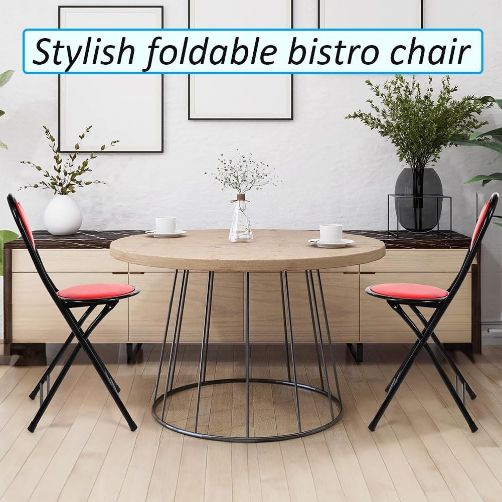 18 Inch Folding Bar Stool with Back, Portable Counter Height Folding Chairs, for Camping, Party, Balcony, Garden (Color : Black, Size : 46cm/18inch)